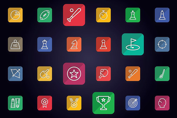 Sports, Games & Fitness Flat Icons in Icons - product preview 3