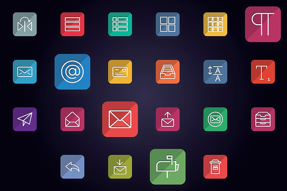 Text and Email Flat Line Icons in Icons - product preview 1
