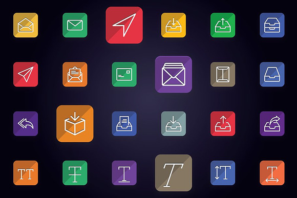 Text and Email Flat Line Icons in Icons - product preview 2