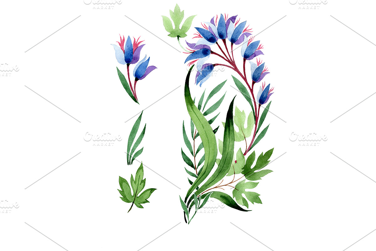 Ornament in classic watercolor style in Illustrations - product preview 8