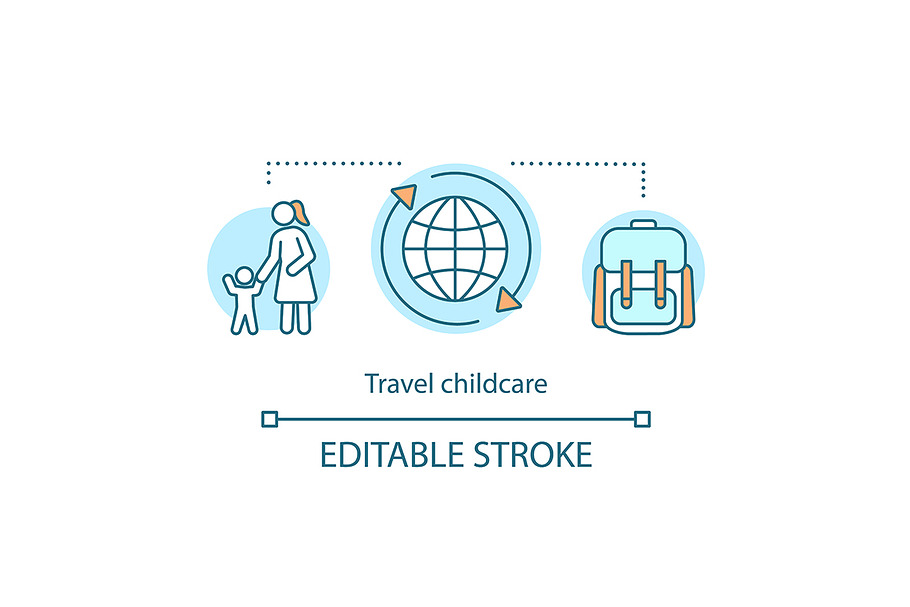 Travel childcare concept icon