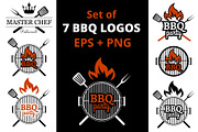 BBQ Grill Party Logos (EPS, PNG)