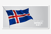Iceland happy republic day vector