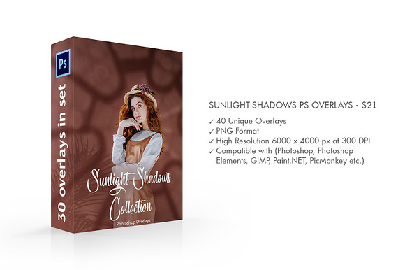 Sunlight Shadows Photoshop Overlays in Add-Ons - product preview 1