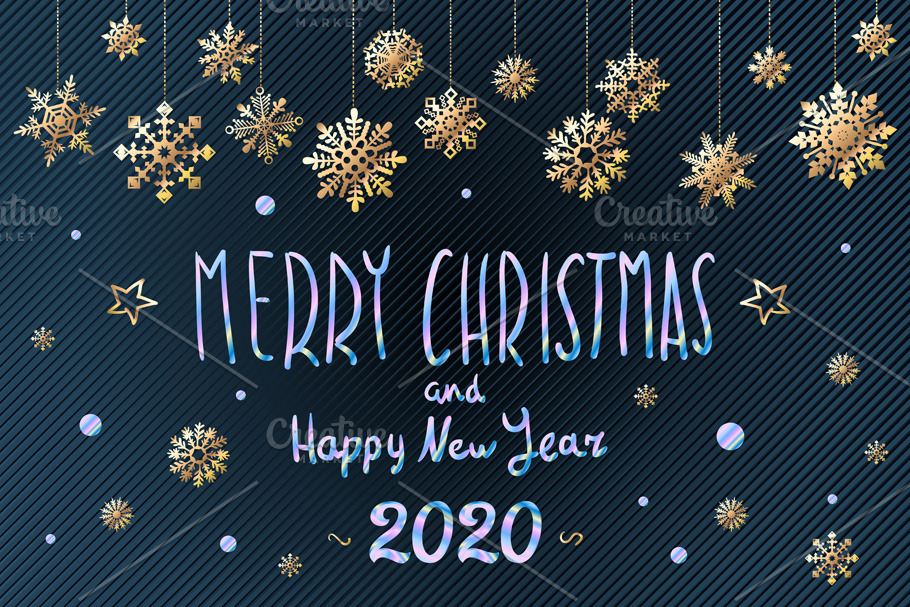 Merry Christmas Happy New Year 2020 | Custom-Designed Graphics ~ Creative Market