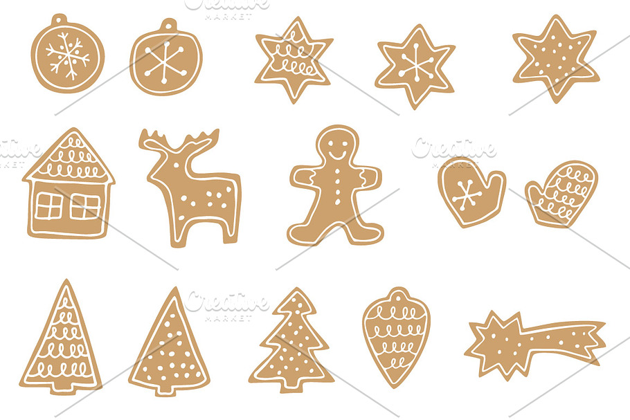 Gingerbread cookies - VECTOR in Illustrations - product preview 8