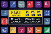 Map Location & Navigation Flat Icons