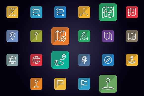 Map Location & Navigation Flat Icons in Icons - product preview 2