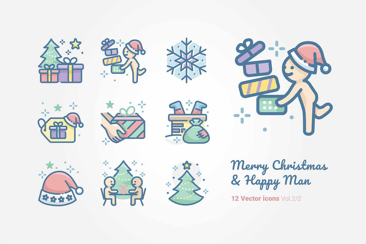 Merry Christmas & Happy Man in Icons - product preview 8