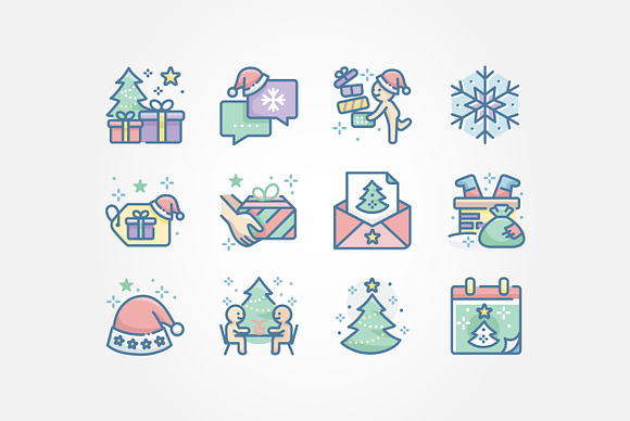 Merry Christmas & Happy Man in Icons - product preview 1
