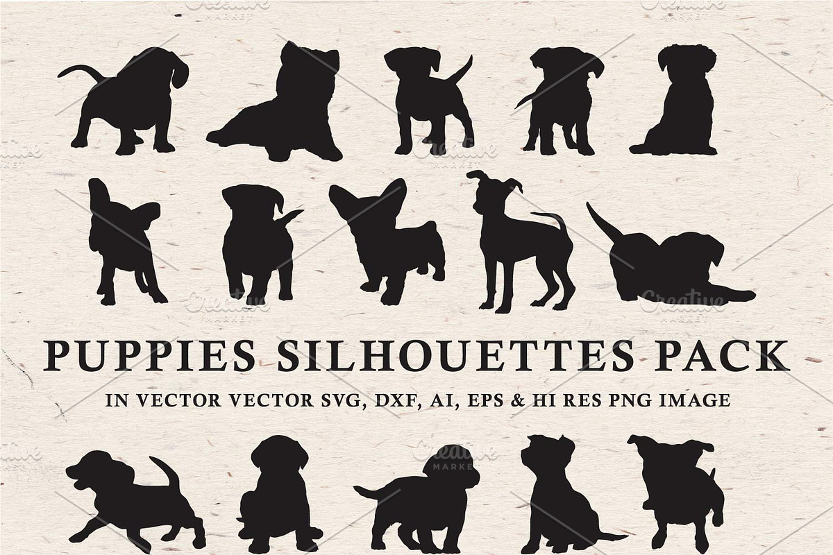 Dog Puppies Silhouettes in Vector in Illustrations - product preview 8