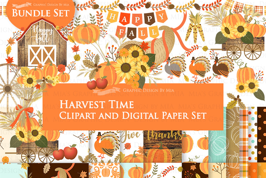 Thanksgiving, Harvest Time, Fall in Illustrations - product preview 8