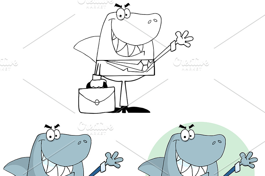 Businessman Shark. Collection Set in Illustrations - product preview 8
