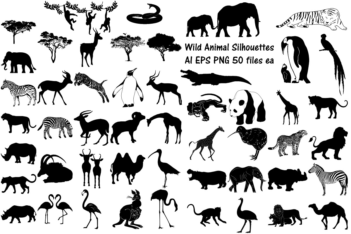 Wild/African Animal Silhouettes in Illustrations - product preview 8