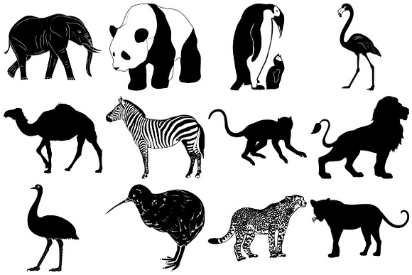 Wild/African Animal Silhouettes in Illustrations - product preview 3