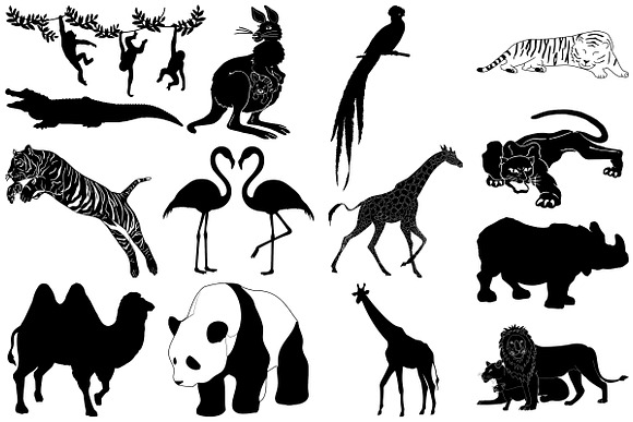 Wild/African Animal Silhouettes in Illustrations - product preview 4