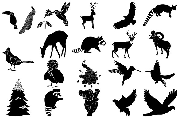 Forest Animal Silhouettes AI EPS PNG in Illustrations - product preview 1