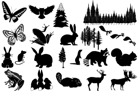 Forest Animal Silhouettes AI EPS PNG in Illustrations - product preview 3