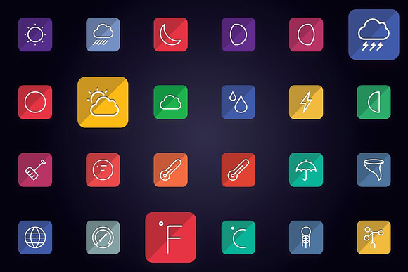 Weather and Forecast Flat Line Icons in Icons - product preview 1