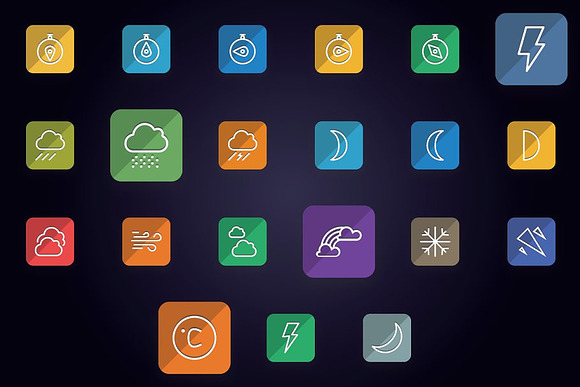 Weather and Forecast Flat Line Icons in Icons - product preview 2