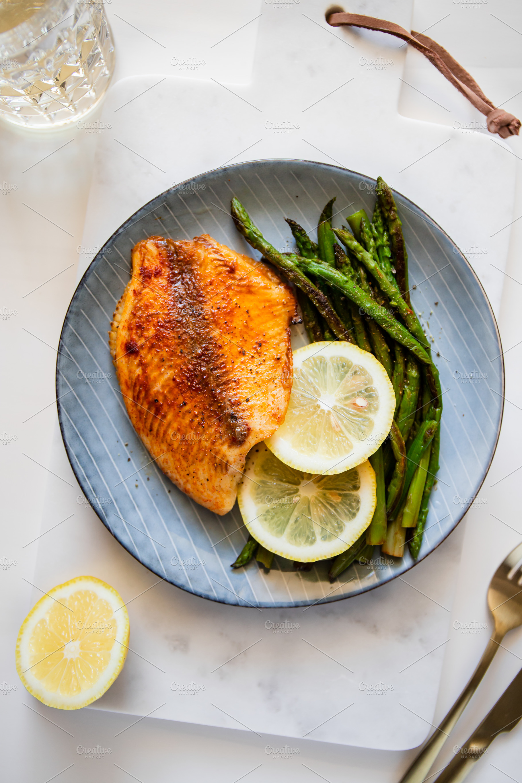 Roasted tilapia with asparagus | High-Quality Food Images ~ Creative Market