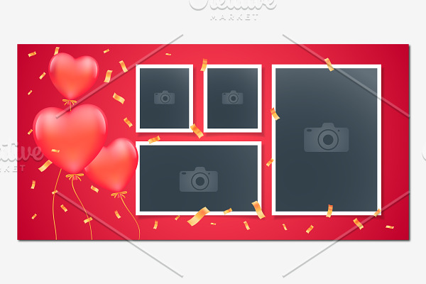 Collage of photo frames vector