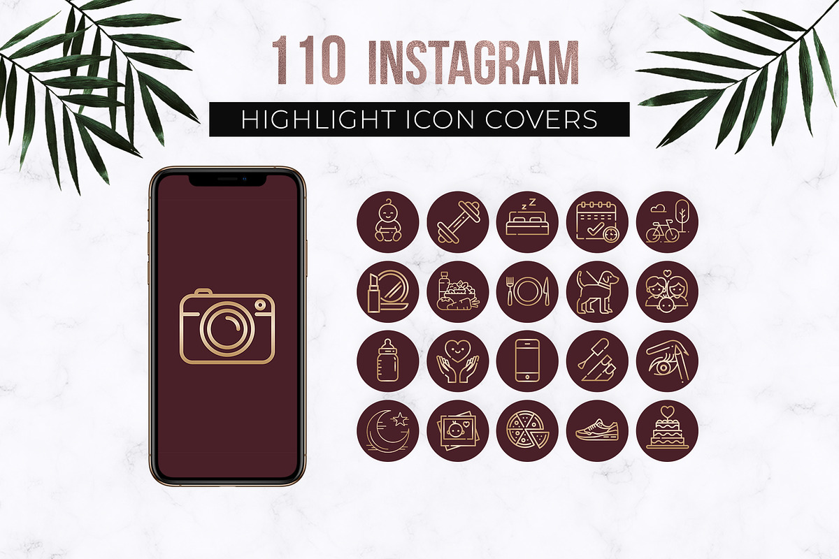 Burgundy Instagram Story Highlights in Instagram Templates - product preview 8