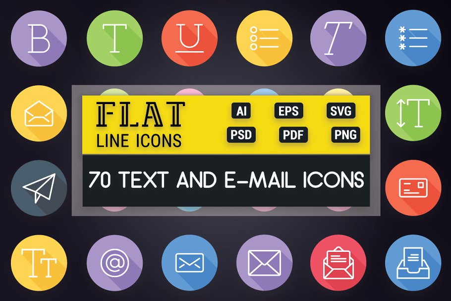 Text and Email Flat Line Icons