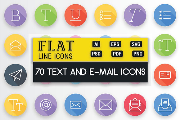 Text and Email Flat Line Icons in Icons - product preview 5