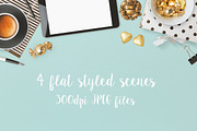 4 flat styled scenes - JPEG files