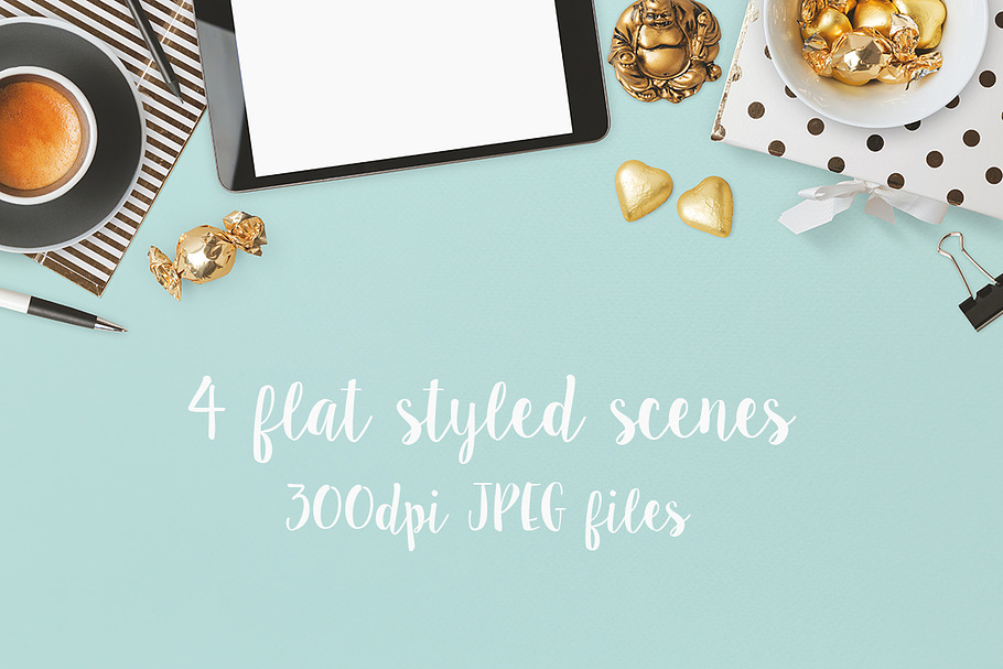4 flat styled scenes - JPEG files in Product Mockups - product preview 8