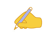 Writing hand color icon