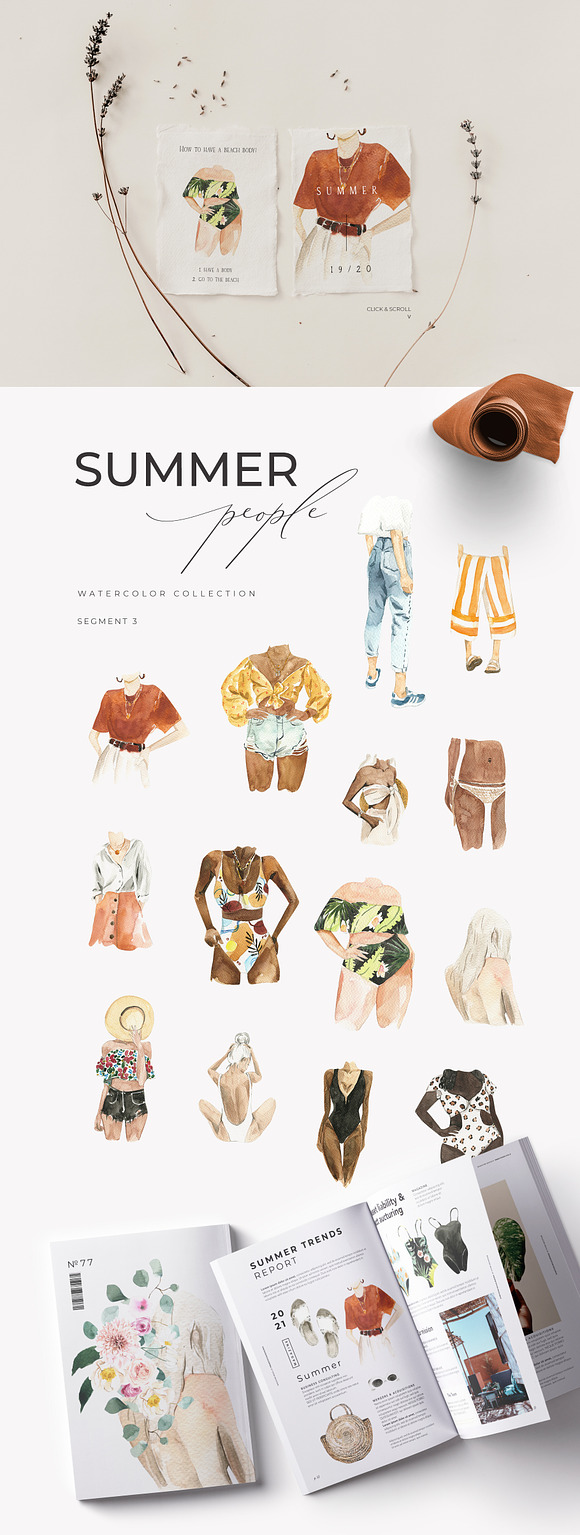 SUMMER AESTHETICS clipart + tropical in Illustrations - product preview 2