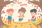 Kids Playing Jump - Illustration
