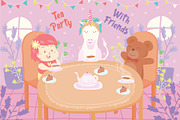 Tea Party - Vector Illustration