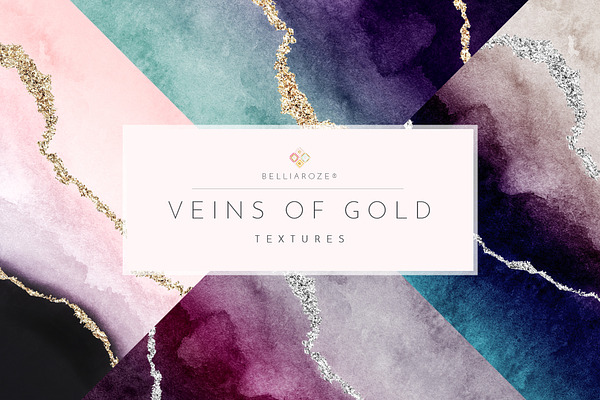 Watercolor Texture Veins of Gold
