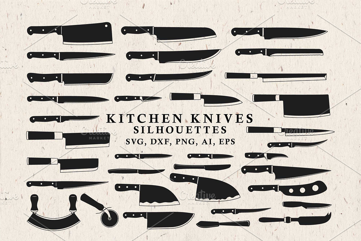 Kitchen Knives Silhouettes in Vector in Illustrations - product preview 8