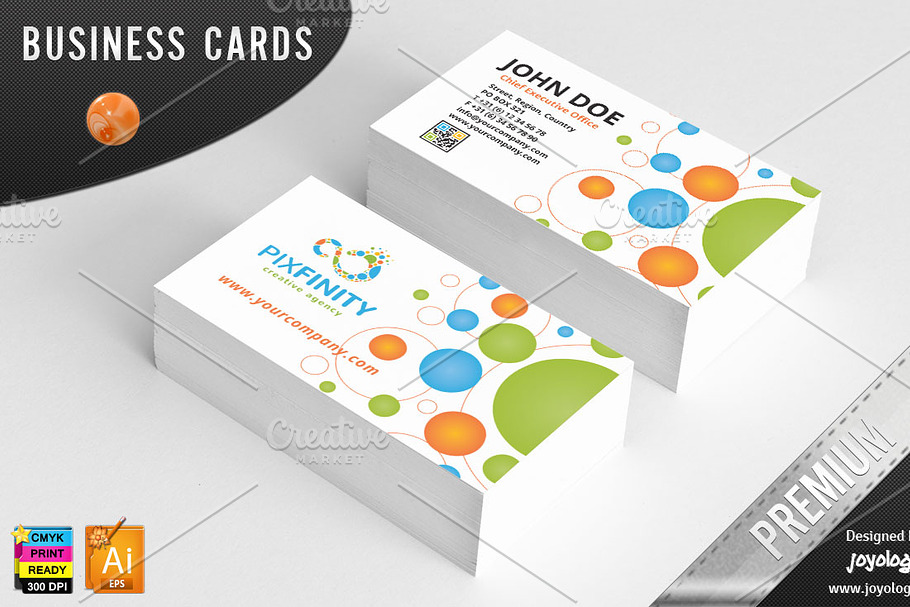 Pixel Dots Infinity Business Cards in Business Card Templates - product preview 8