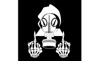 Skull icon with gas mask and middle