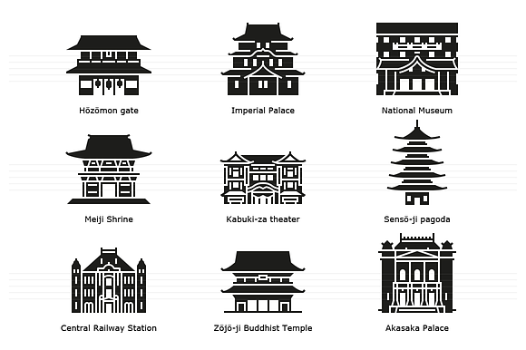 Landmarks of Japan - Tokyo 1 in Japanese Icons - product preview 2