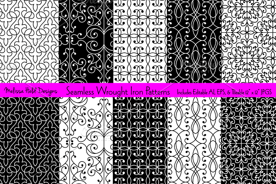 Seamless Wrought Iron Patterns in Patterns - product preview 8
