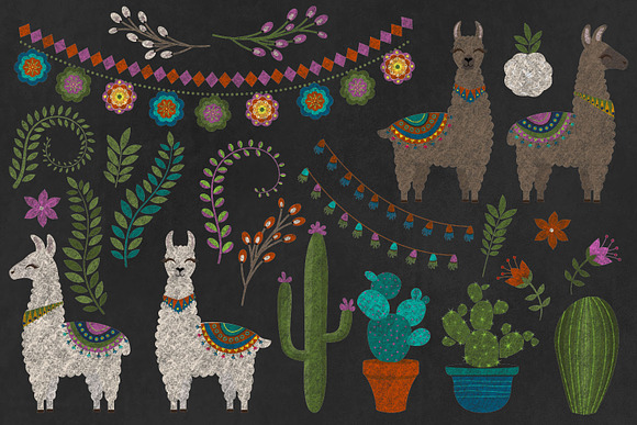 Chalkboard Llama Clipart in Illustrations - product preview 1