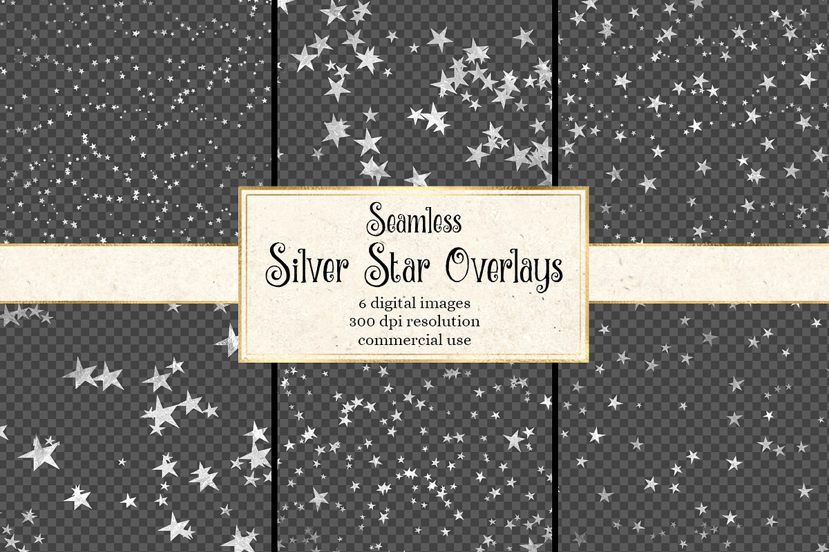 Seamless Silver Star Overlays in Patterns - product preview 8