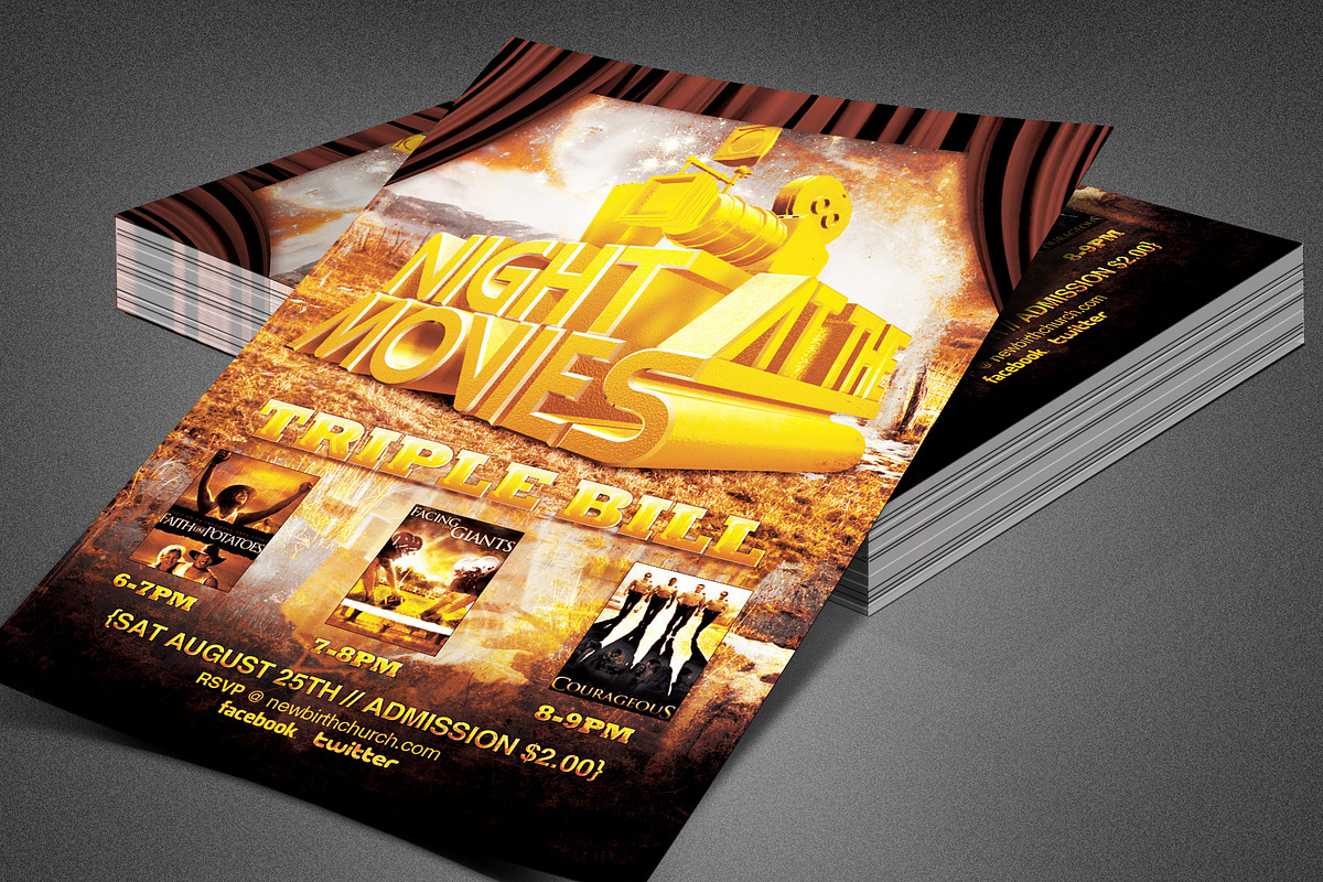 Night at the Movies Church Flyer in Flyer Templates - product preview 8