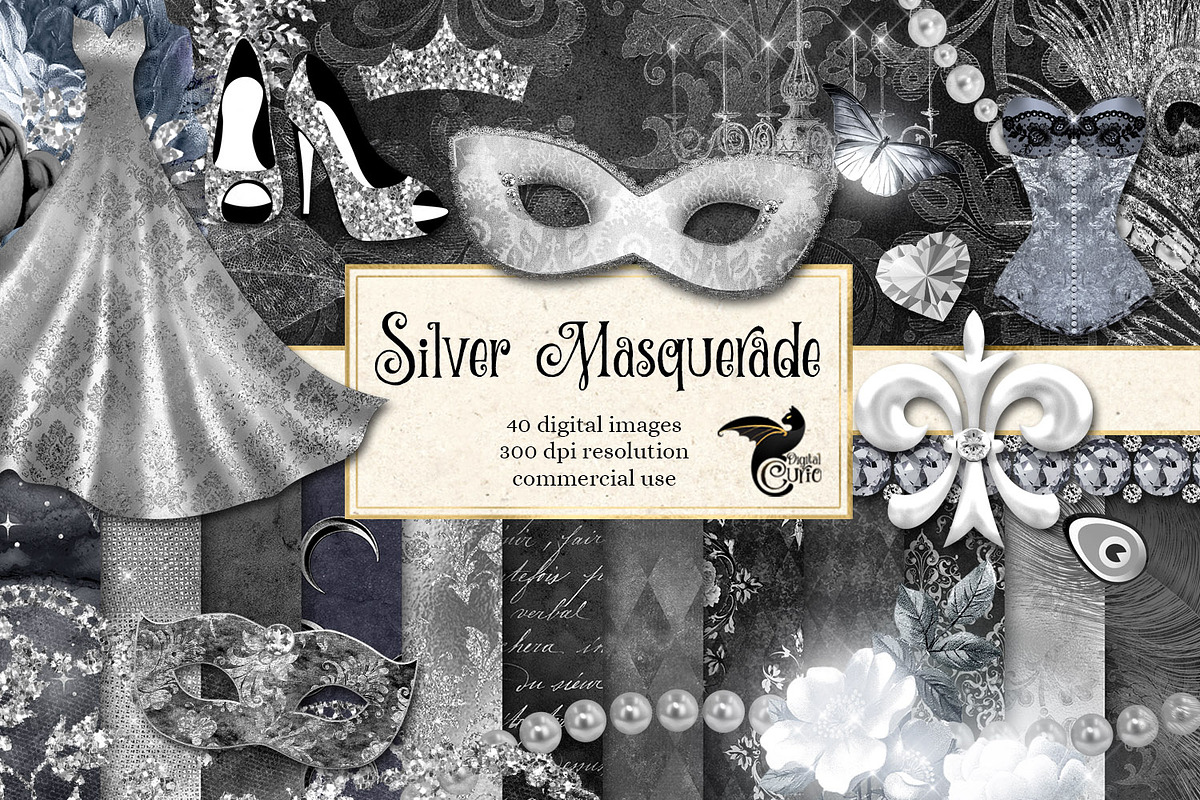 Silver Masquerade Graphics in Illustrations - product preview 8