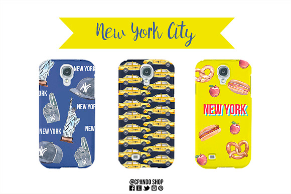 New York watercolor clip art in Illustrations - product preview 1