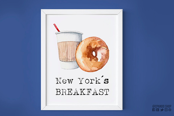 New York watercolor clip art in Illustrations - product preview 2