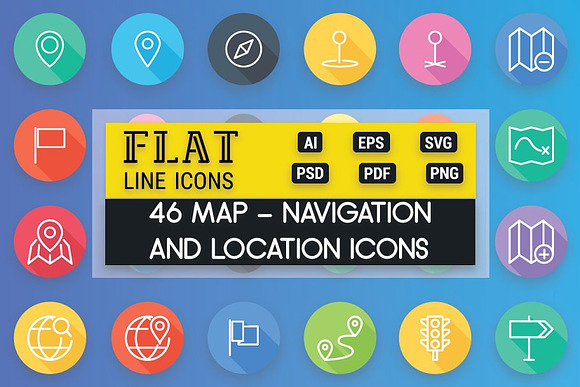 Map Location & Navigation Flat Icons in Icons - product preview 2