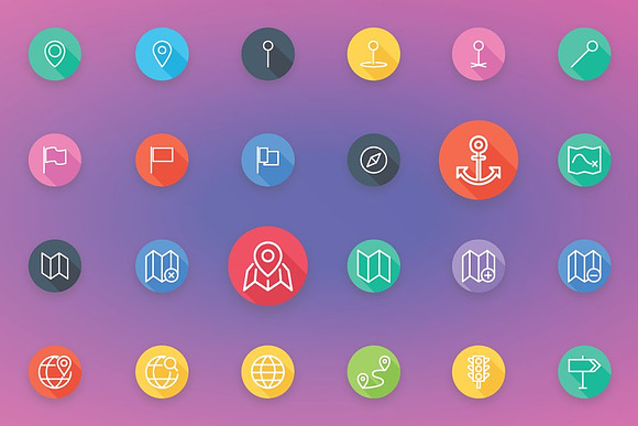 Map Location & Navigation Flat Icons in Icons - product preview 3