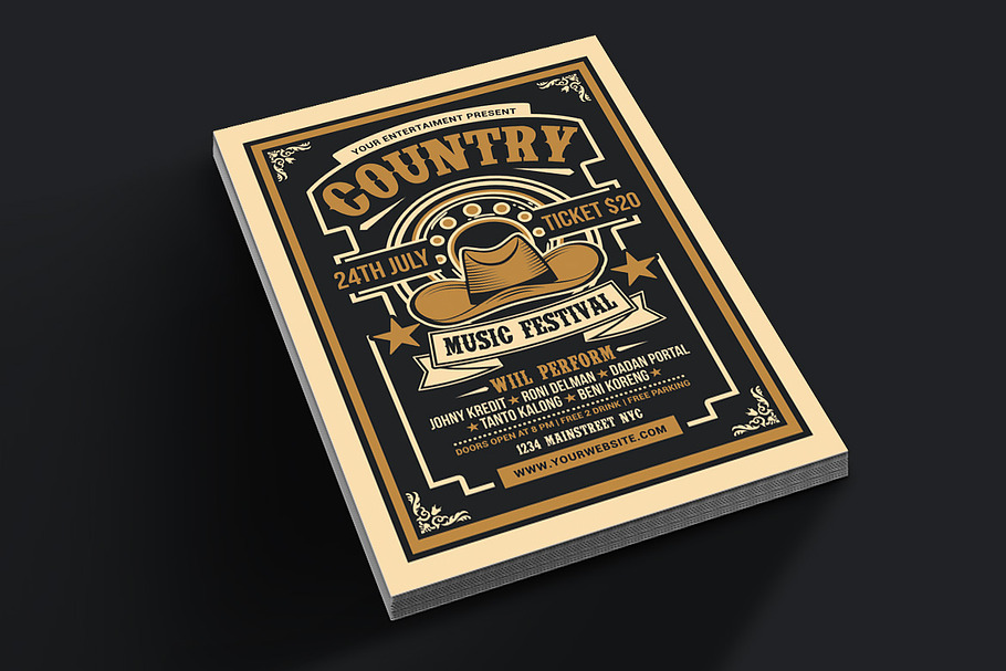 Country Music Festival in Flyer Templates - product preview 8